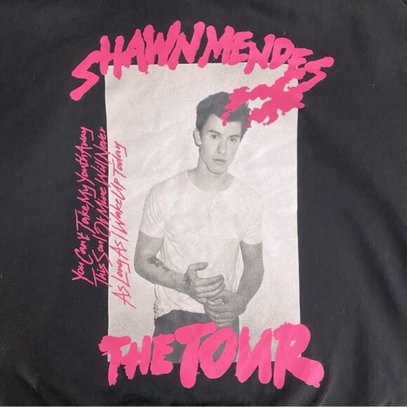 H&M Divided Black Pink Shawn Mendez Graphic Tour Sweatshirt Hoodie L - Picture 3 of 15